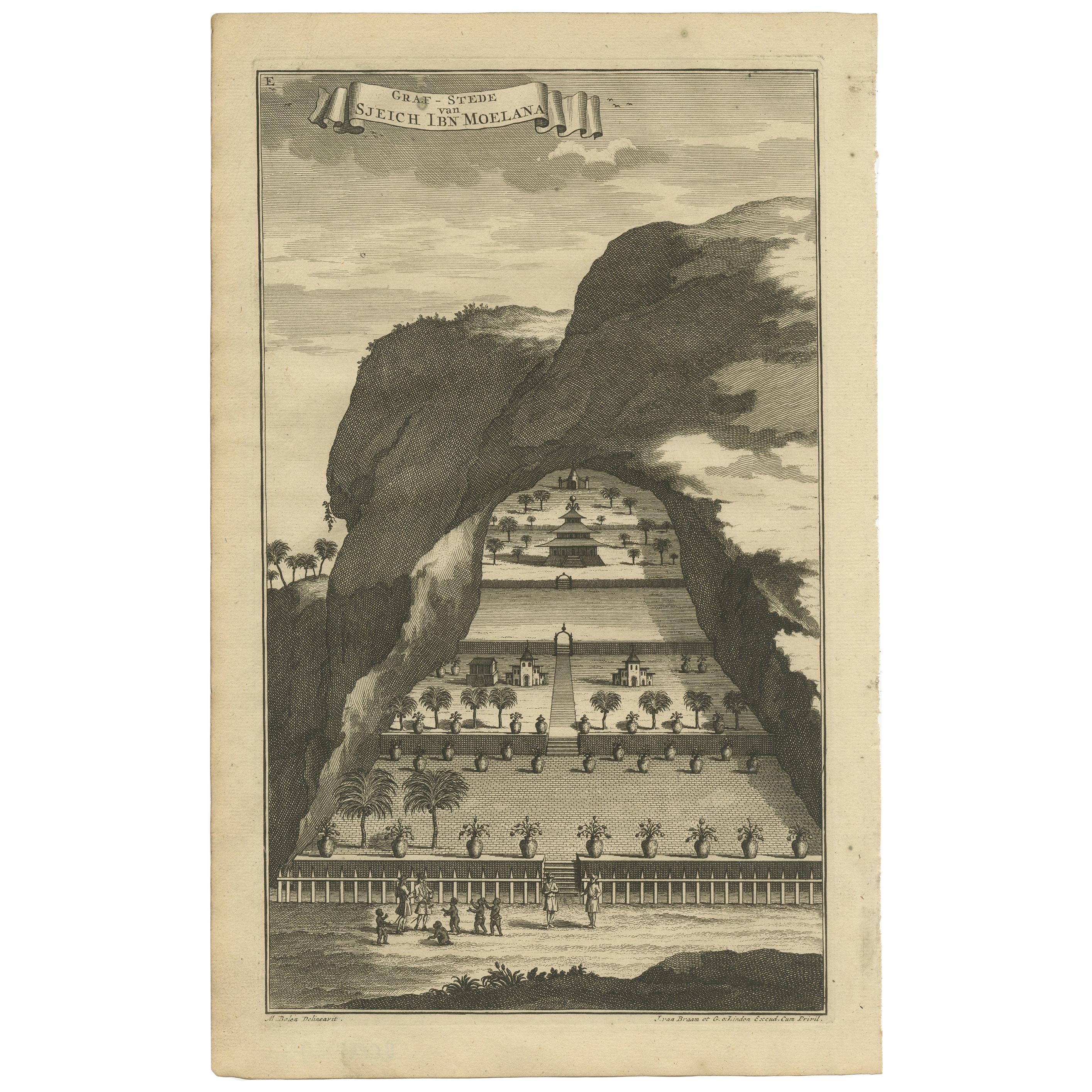 Antique Print of the Tomb of Sheikh Ibn Moelana by Valentijn '1726' For Sale