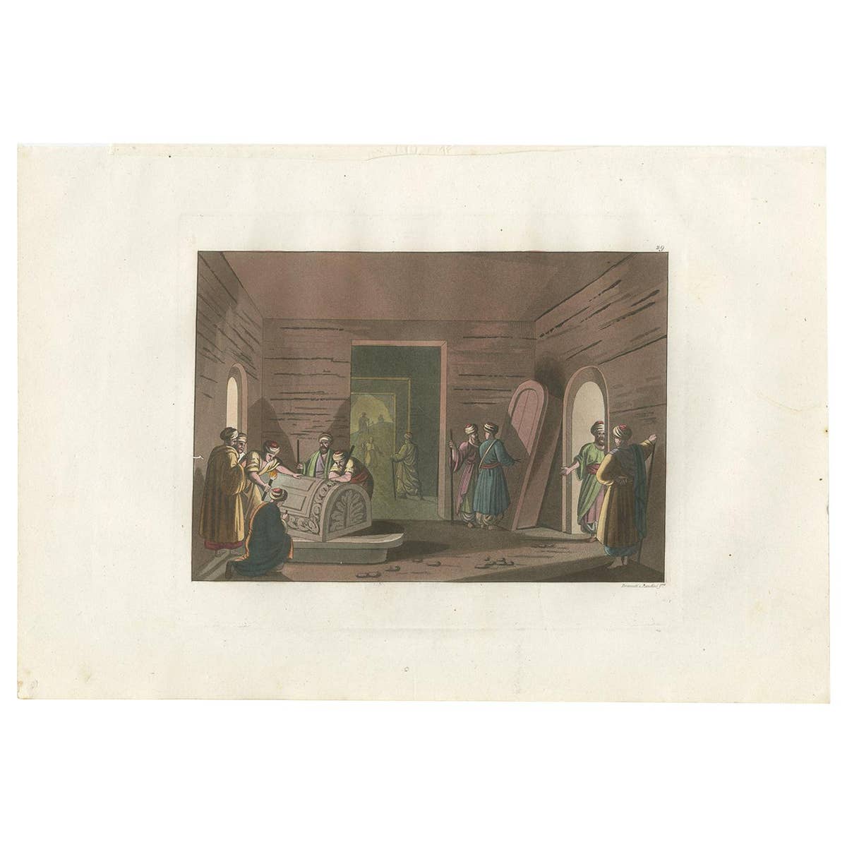 Antique Print of the Tombs of the Kings of Judah by Ferrario '1831'