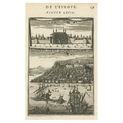 Antique Print of the Topkapi Palace in Istanbul, Turkey, 1683