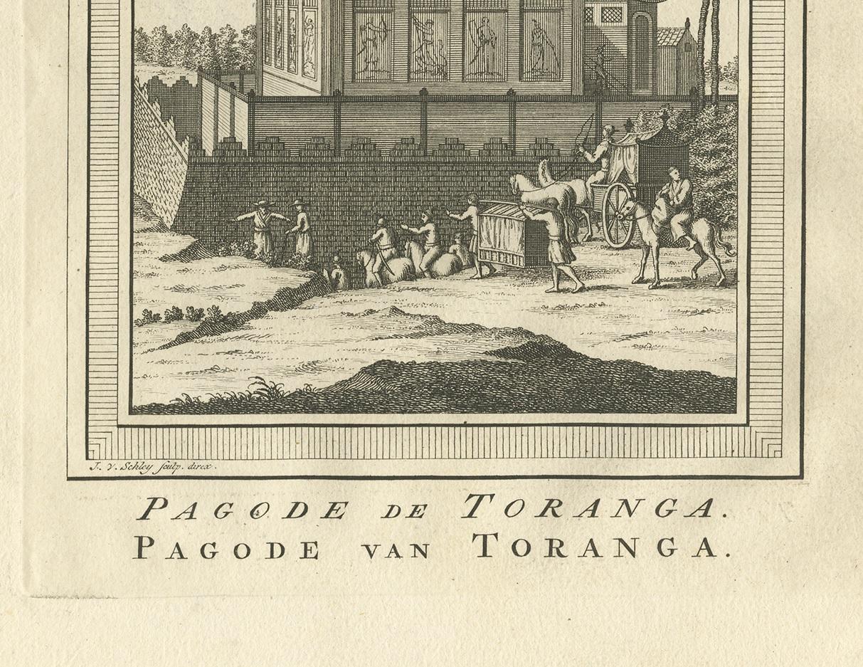 Antiker Druck der Pagode Toranga von Van Schley, 1758 im Zustand „Gut“ im Angebot in Langweer, NL