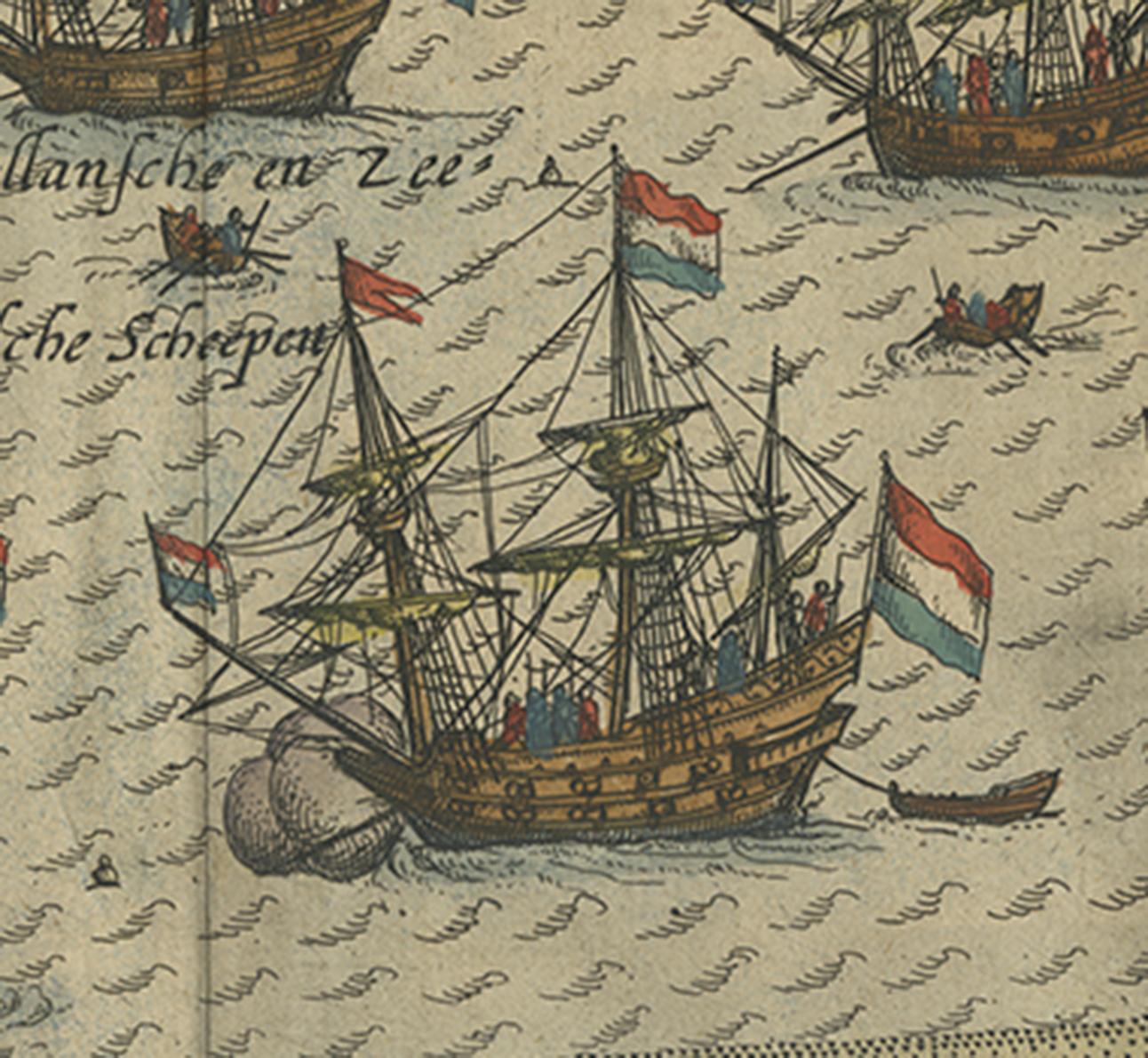 17ème siècle Impression ancienne de la ville de Duinkerken en France par L. Guicciardini, 1613 en vente