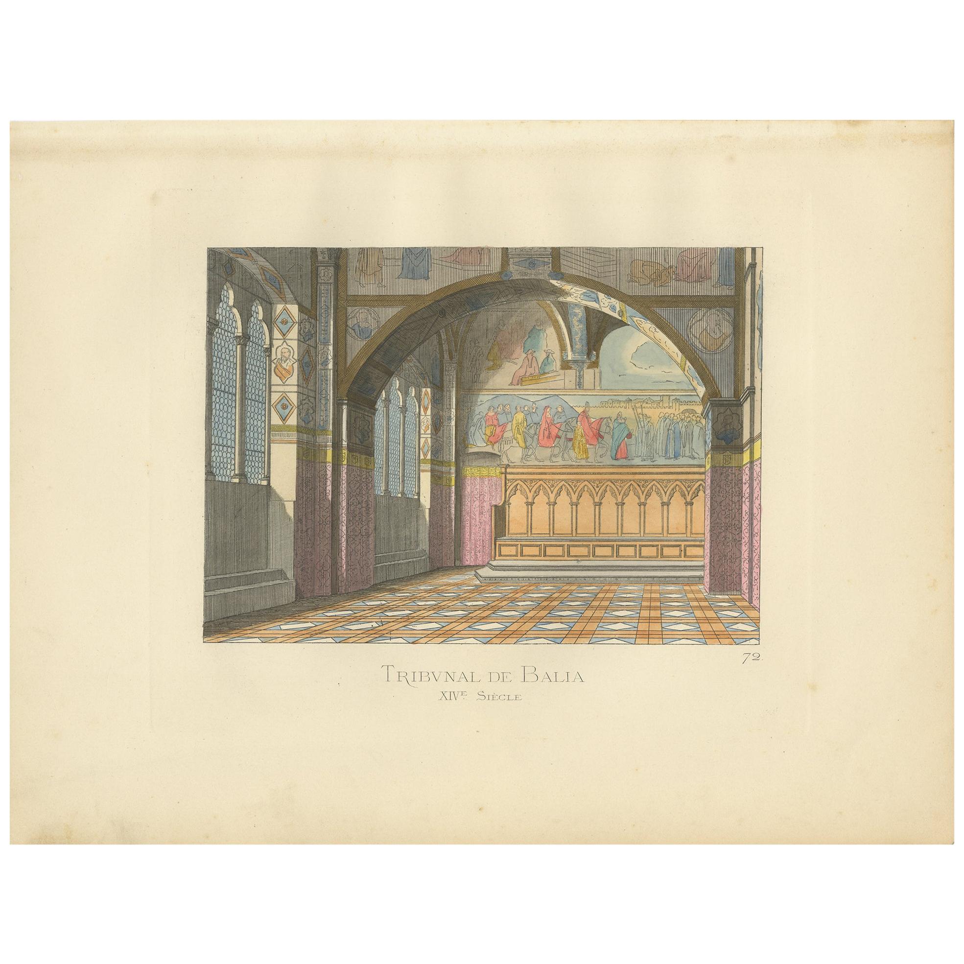 Antiker Druck des Gerichtsgebäudes von Balia, 14. Jahrhundert, von Bonnard, 1860 im Angebot