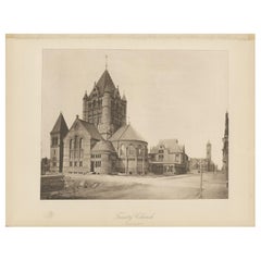 Antique Print of the Trinity Church in the city of Boston, 1887
