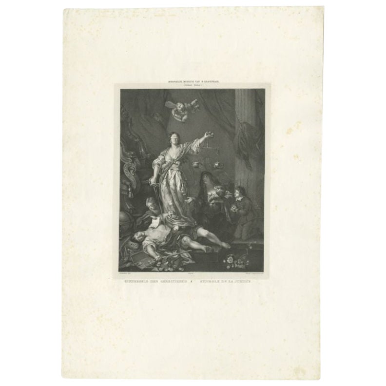 Antiker Druck des Triumph of Justice von Elinksterk, um 1828 im Angebot