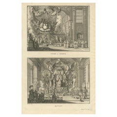Antique Print of the Two Chinese Gods Vitek and Matzou