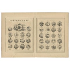 Antique Print of the United States Coats of Arms by Johnson, 1872