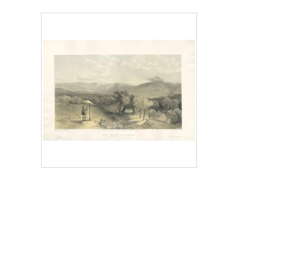 Antique print titled 'The Valley of Baidar. From near Petroski's Villa, Looking East'. This print originates from 'The Seat of the War in the East' by W. Simpson. Published July 18th 1855 by Paul & Dominic Colnaghi & Co.