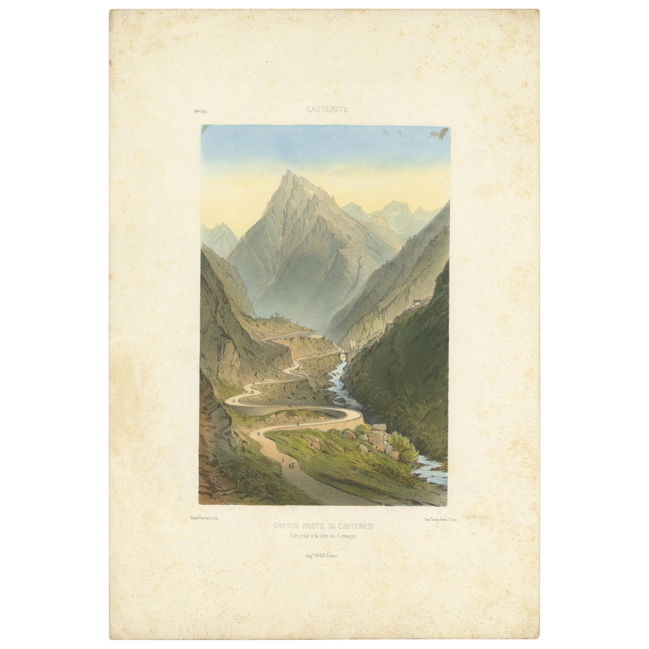 Antique Print of the Valley of Cauterets by Bassy, 'c.1890' For Sale