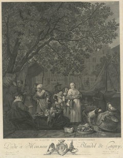 Antique Print of the Vegetable Market in Amsterdam by David, 1775
