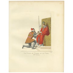 Antique Print of the Venetian Doge and the Pope by Bonnard, 1860