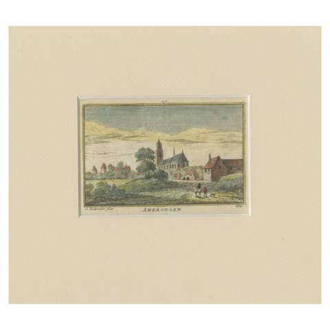Antique Print of the Village of Amerongen by Rademaker, C.1730