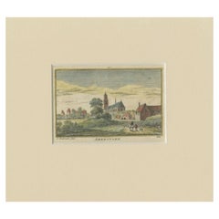 Antiker Druck des Dorfes Amerongen von Rademaker, um 1730
