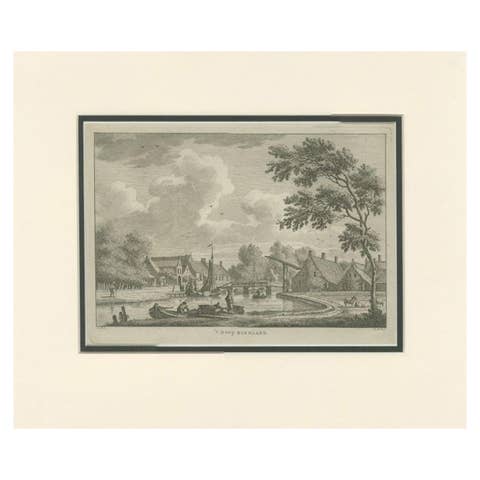 Antique Print of the Village of Birdaard, Fryslan, The Netherlands, c.1790