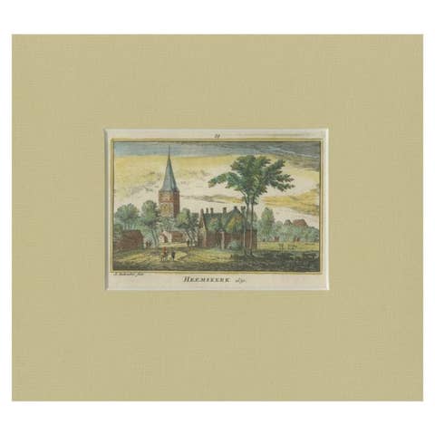 Antique Print of the Village of Heemskerk by Rademaker, c.1730