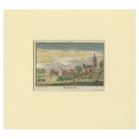 Antique Print of the Village of Hoekelum in the Netherlands, c.1730