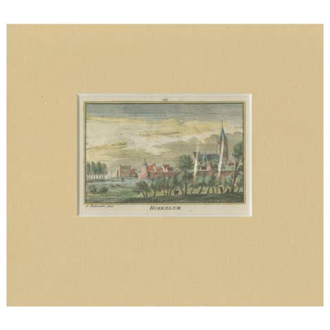 Antique Print of the Village of Hoekelum in the Netherlands, ca.1730