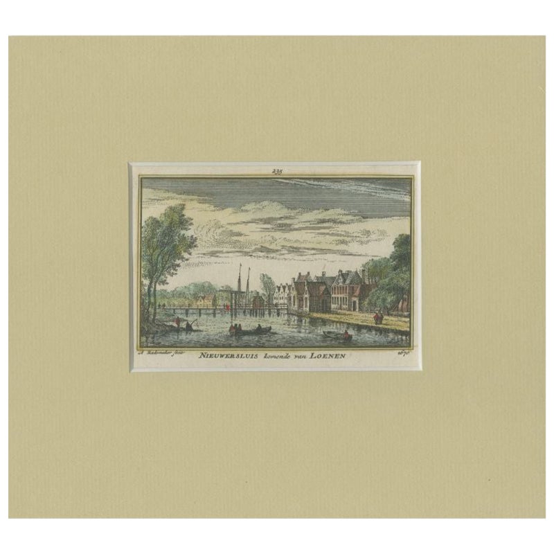 Antiker Druck des Dorfes Nieuwersluis, um 1730