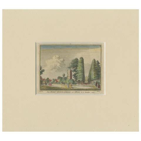 Antique Print of the Village of Oostkapelle, the Netherlands, C.1750