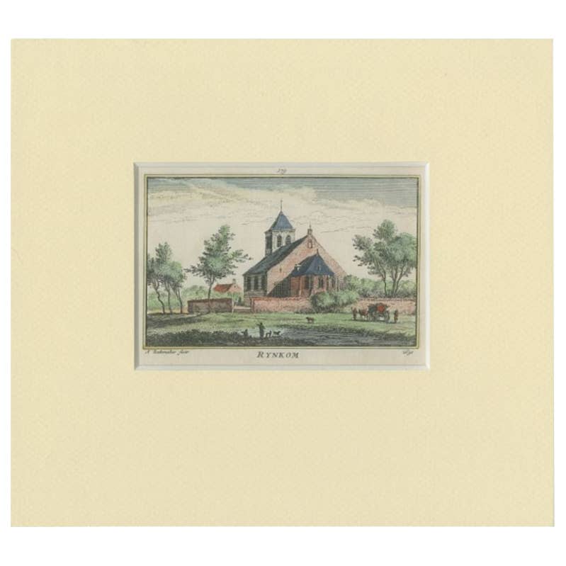 Antique Print of the Village of Renkum by Rademaker, c.1730