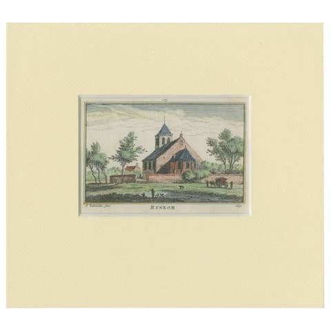 Antique Print of the Village of Renkum by Rademaker, c.1730