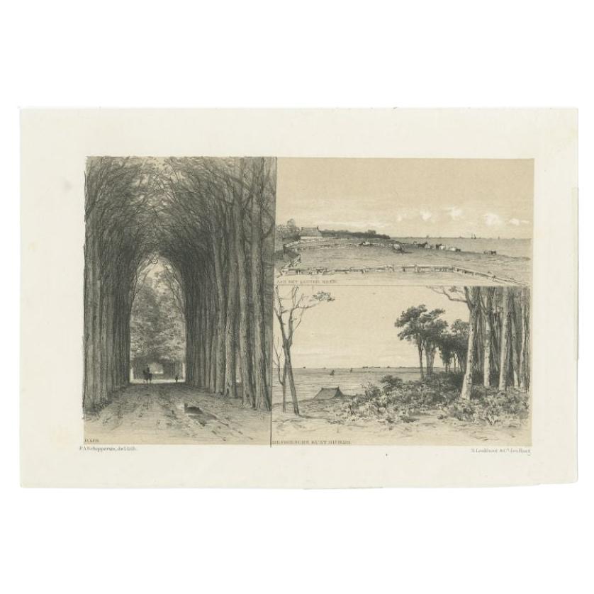 Stampa antica del villaggio frisone di Rijs e del lago Slotermeer, 1886 in vendita