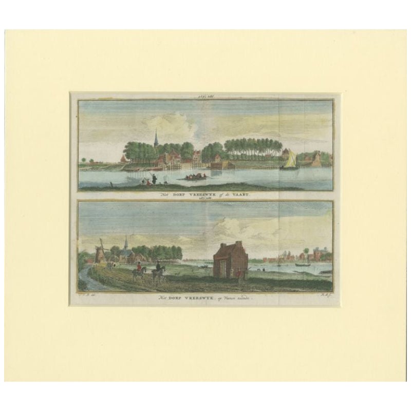 Impression ancienne du village de Vreeswijk, Pays-Bas, vers 1760