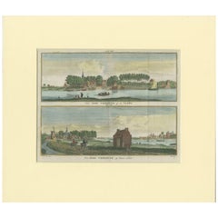 Impression ancienne du village de Vreeswijk, Pays-Bas, vers 1760
