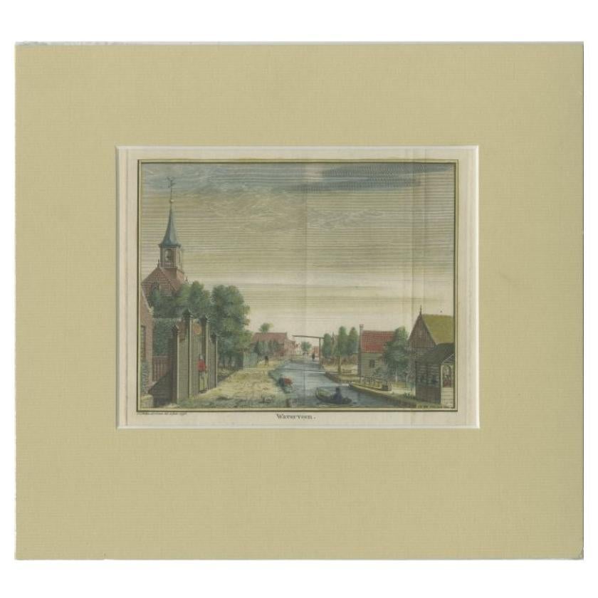 Antiker Druck des Dorfes Waverveen in den Niederlanden, um 1765