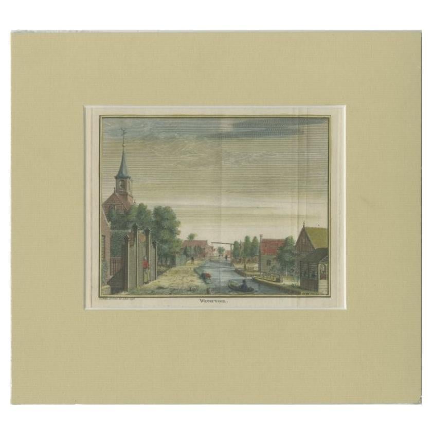 Antique Print of the Village of Waverveen, The Netherlands, c.1765