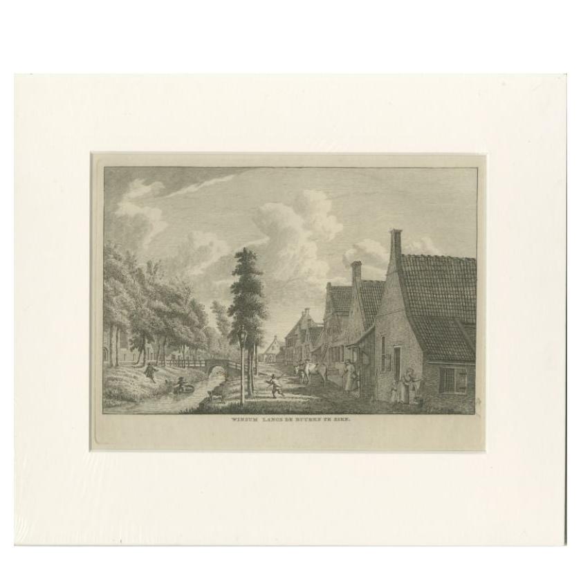 Gravure ancienne du village de Winsum, Pays-Bas, vers 1790