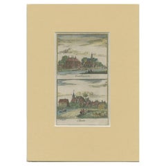 Antique Print of the Villages of Oosthuizen and Beets, The Netherlands, 1732