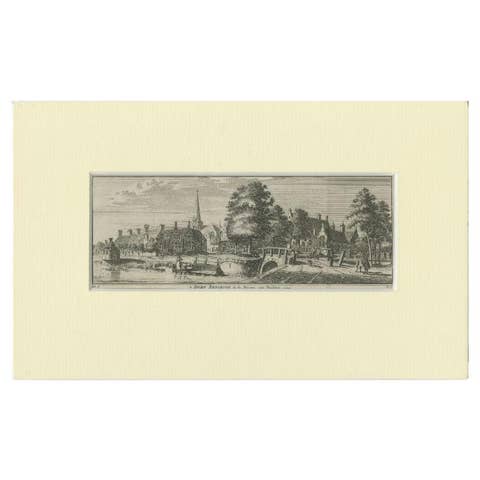 Antique Print of the Villlage of Benschop in The Netherlands, c.1750