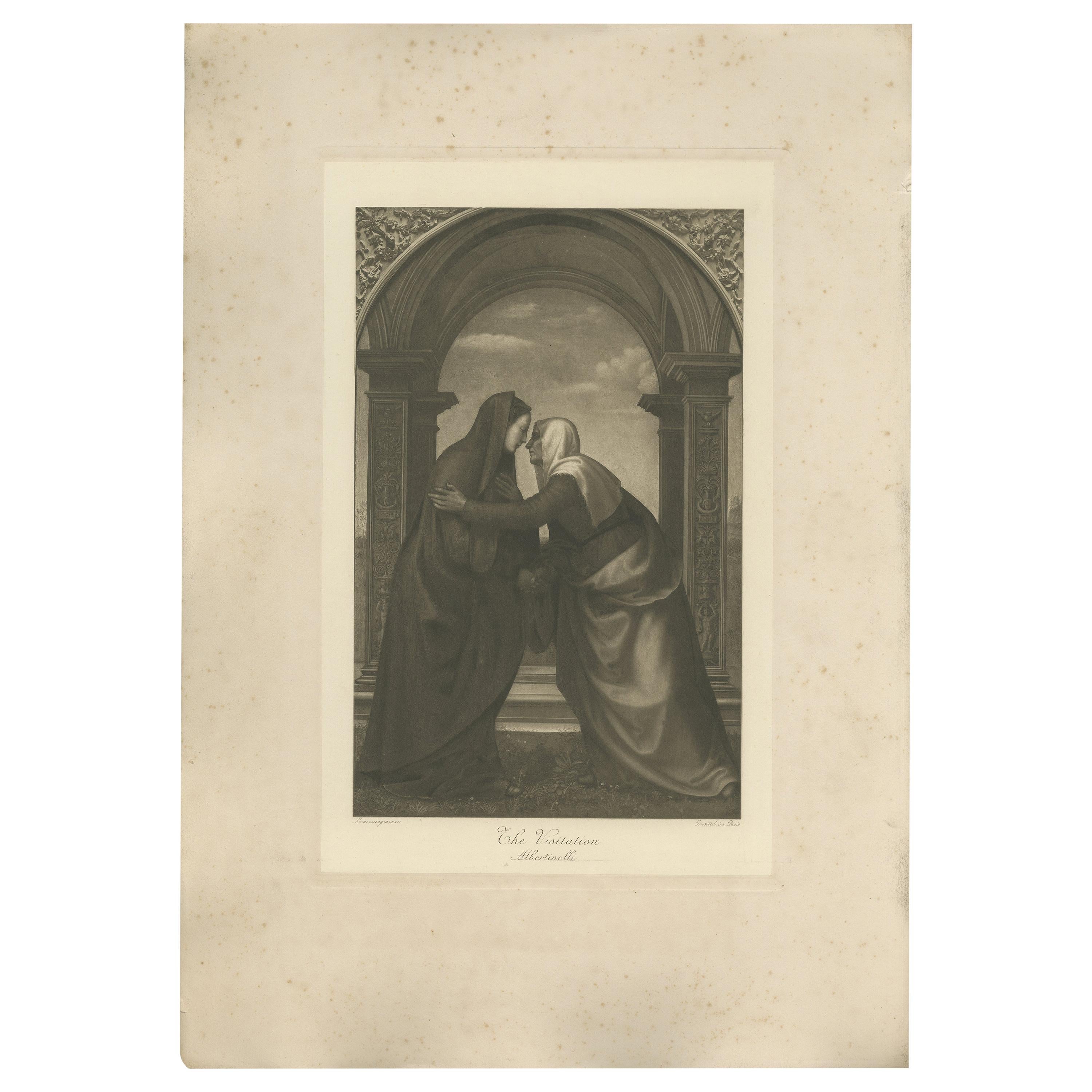 Antiker antiker Druck von „The Visitation“, nach Albertinelli, um 1890