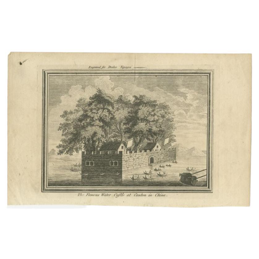 Antique Print of the Water Castle of Canton, circa 1780 For Sale