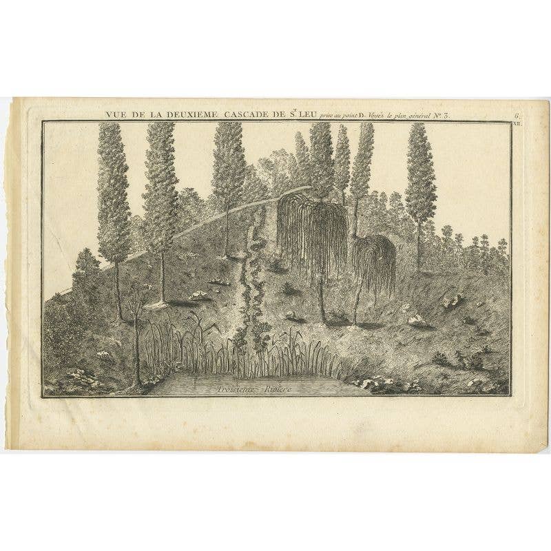 Antique Print of the Waterfall of Saint-Leu in France, 1776