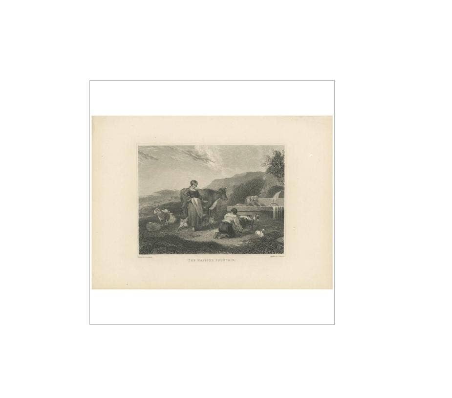 Antique Print of the Wayside Fountain by F. Humphrys, circa 1880