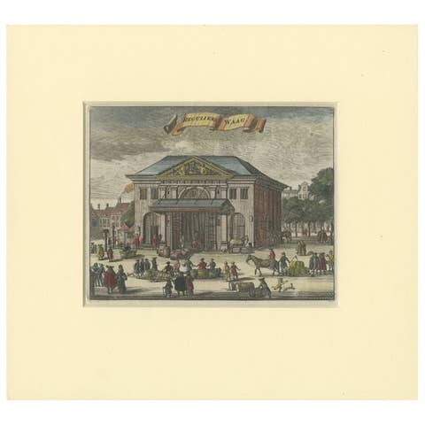 Antique Print of the Weigh-House in Amsterdam, 1693