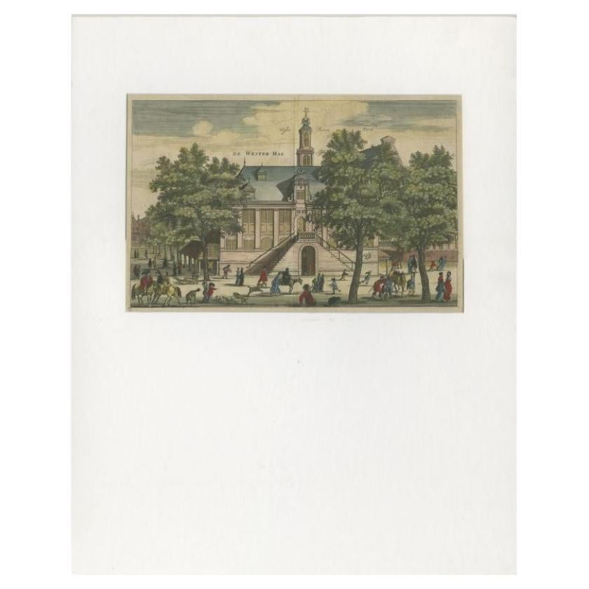 Antique Print of the 'Westerhal' in Amsterdam by Dapper, c.1663 For Sale