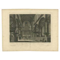 Antiker Druck der „Westerkerk“ in Amsterdam von Maaskamp, 1805