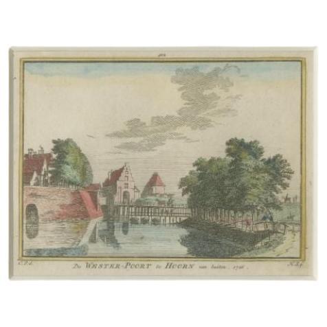 Antique Print of the 'Westerpoort' of Hoorn, The Netherlands, c.1750 For Sale