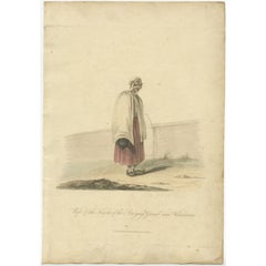 Stampa antica della moglie del custode a Valenciennes, Francia settentrionale, 1817