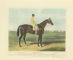 Antique Print of the Winning Horse 'Satirist' and a Jockey '1841'