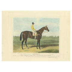 Antique Print of the Winning Horse 'Satirist' and a Jockey '1841'