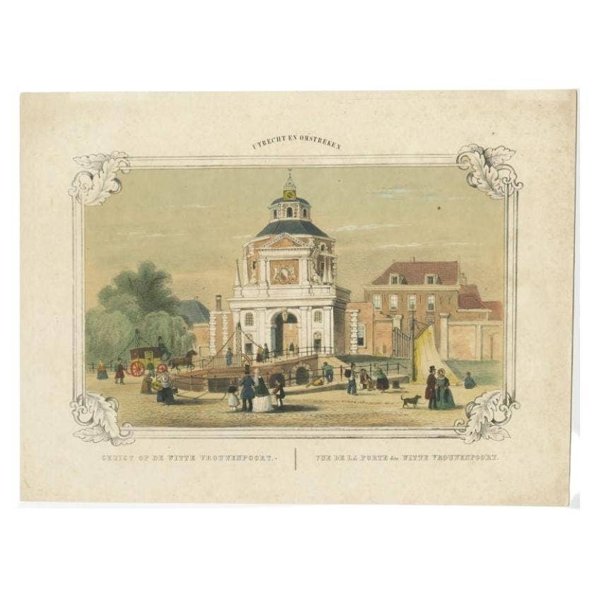 Antique Print of the Wittevrouwenpoort in Utrecht, The Netherlands, c.1860