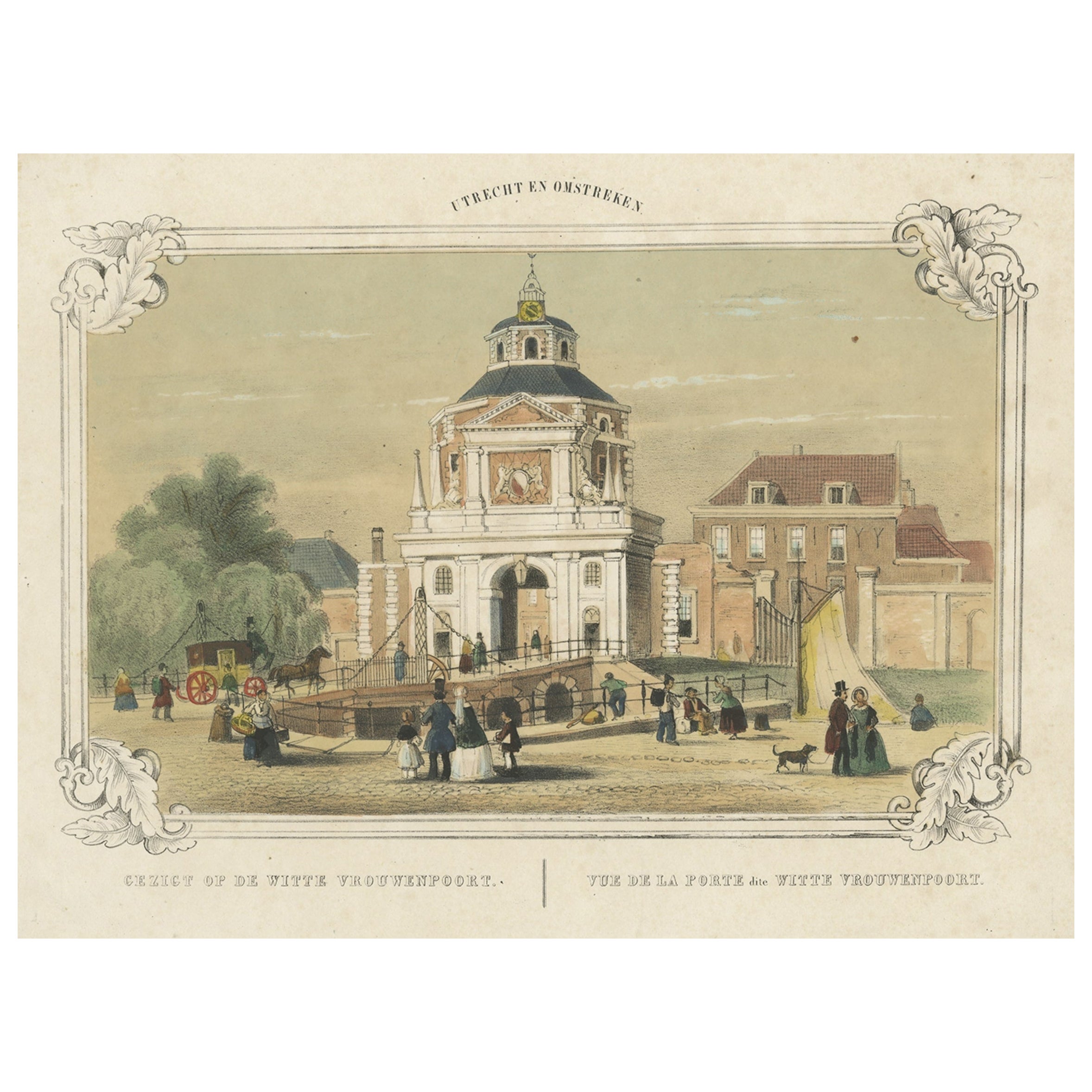 Impression ancienne du Wittevrouwenpoort à Utrecht, Pays-Bas, vers 1860 en vente