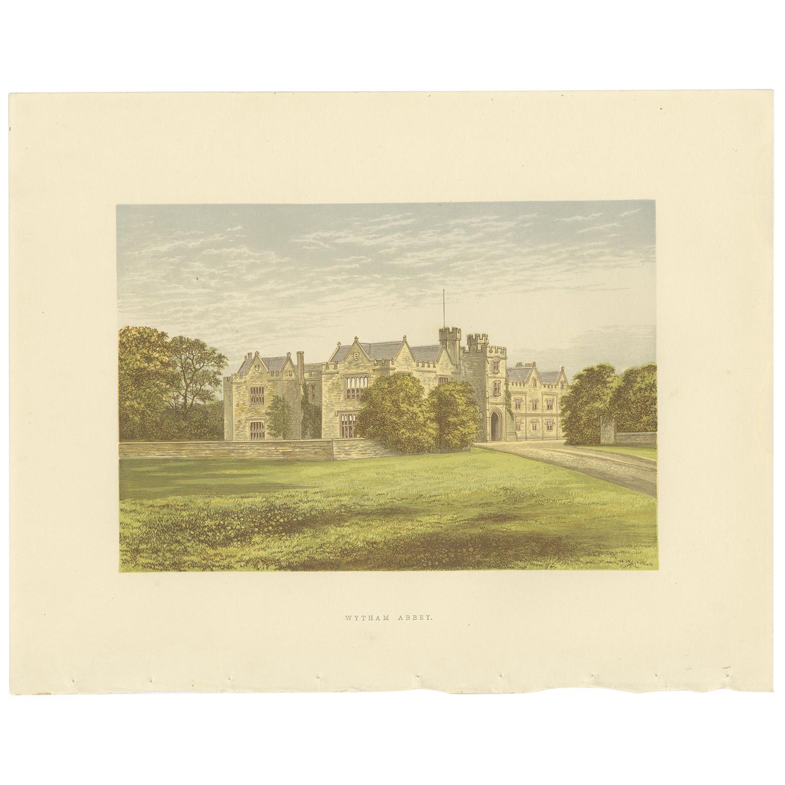 Antique Print of the Wytham Abbey Manor House by Morris, circa 1880