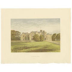 Grabado antiguo de la mansión de Wytham Abbey, por Morris, hacia 1880