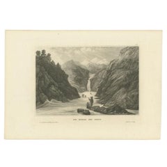 Antique Print of the Yamuna River in India, 1839