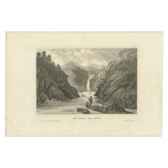 Antiker Druck des Yamuna-Fluss in Indien, 1839