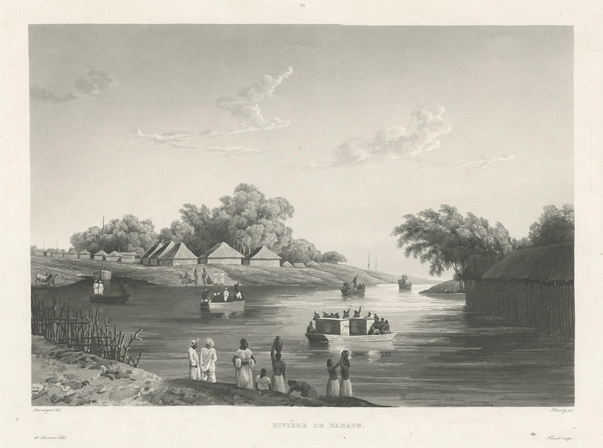 Paper Antique Print of the Yanoan or Yanam River in India, c.1835 For Sale